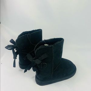 Brand New Girls Black Lace Up Back Boots